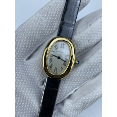 (준비완료/특급배송)NO.2677/AF공장 까르띠에Baignoire Watch YG AF 1:1 Best Edition White Dial on Black Croco Strap RONDA Quartz